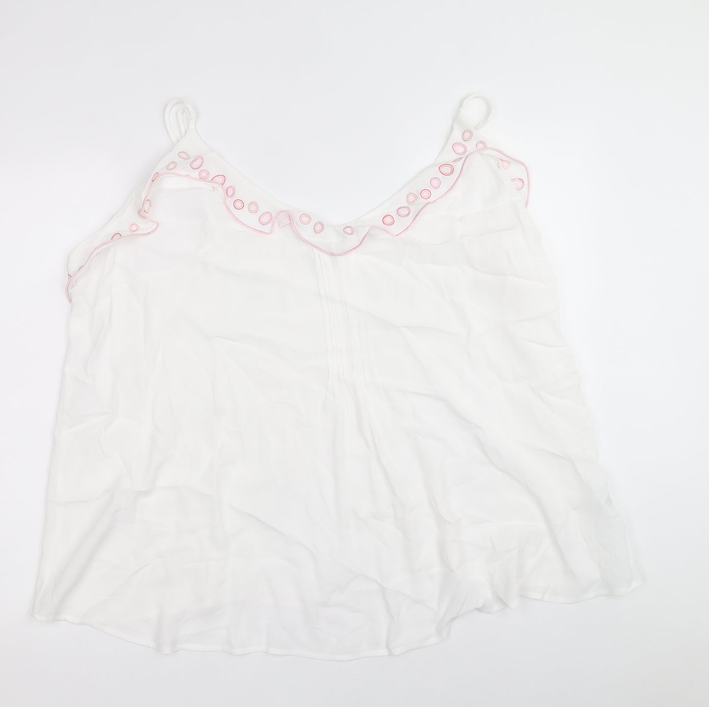 Monsoon Womens White Viscose Basic Tank Size 2XL V-Neck