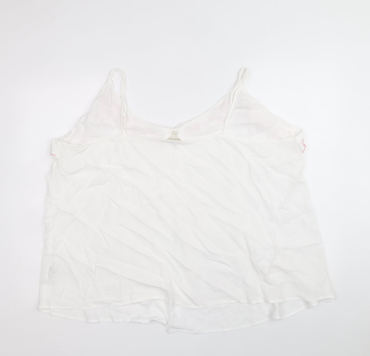 Monsoon Womens White Viscose Basic Tank Size 2XL V-Neck
