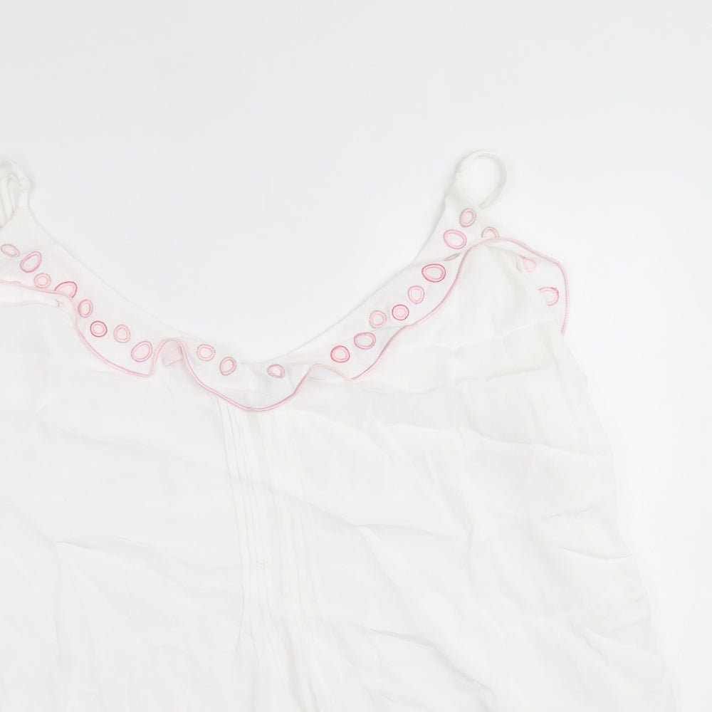 Monsoon Womens White Viscose Basic Tank Size 2XL V-Neck