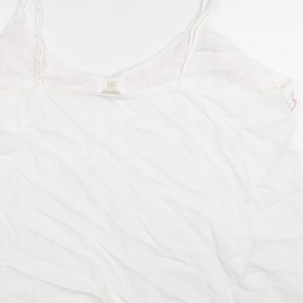 Monsoon Womens White Viscose Basic Tank Size 2XL V-Neck