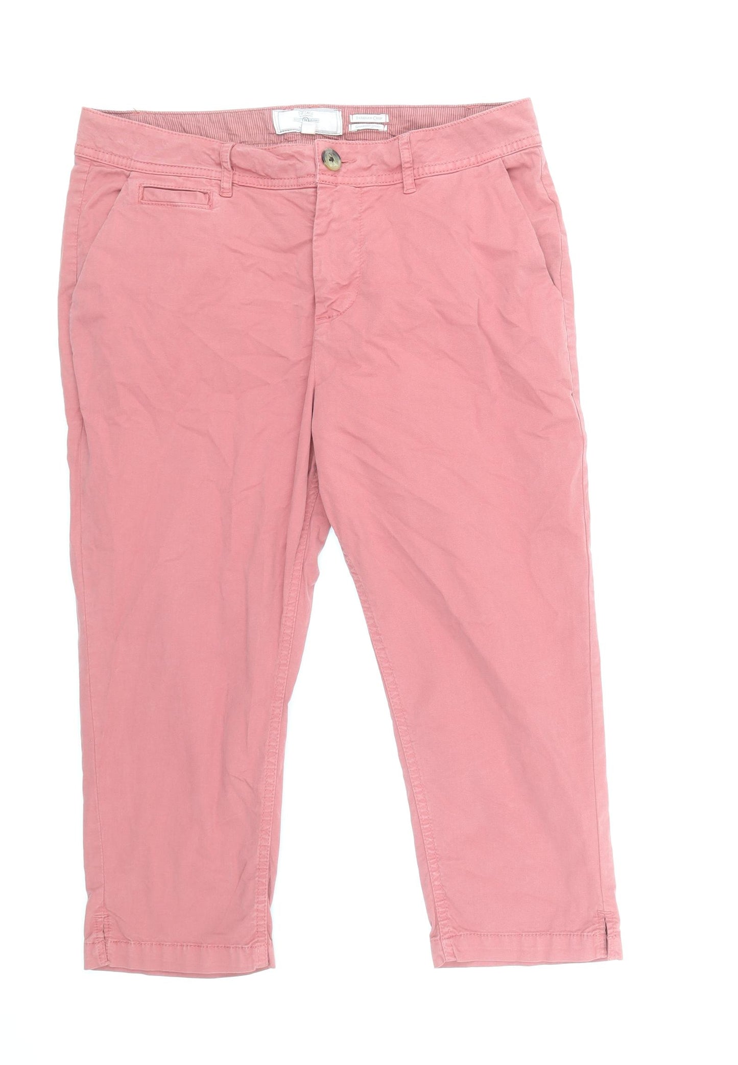 Fat Face Womens Pink Cotton Capri Trousers Size 12 Regular Zip