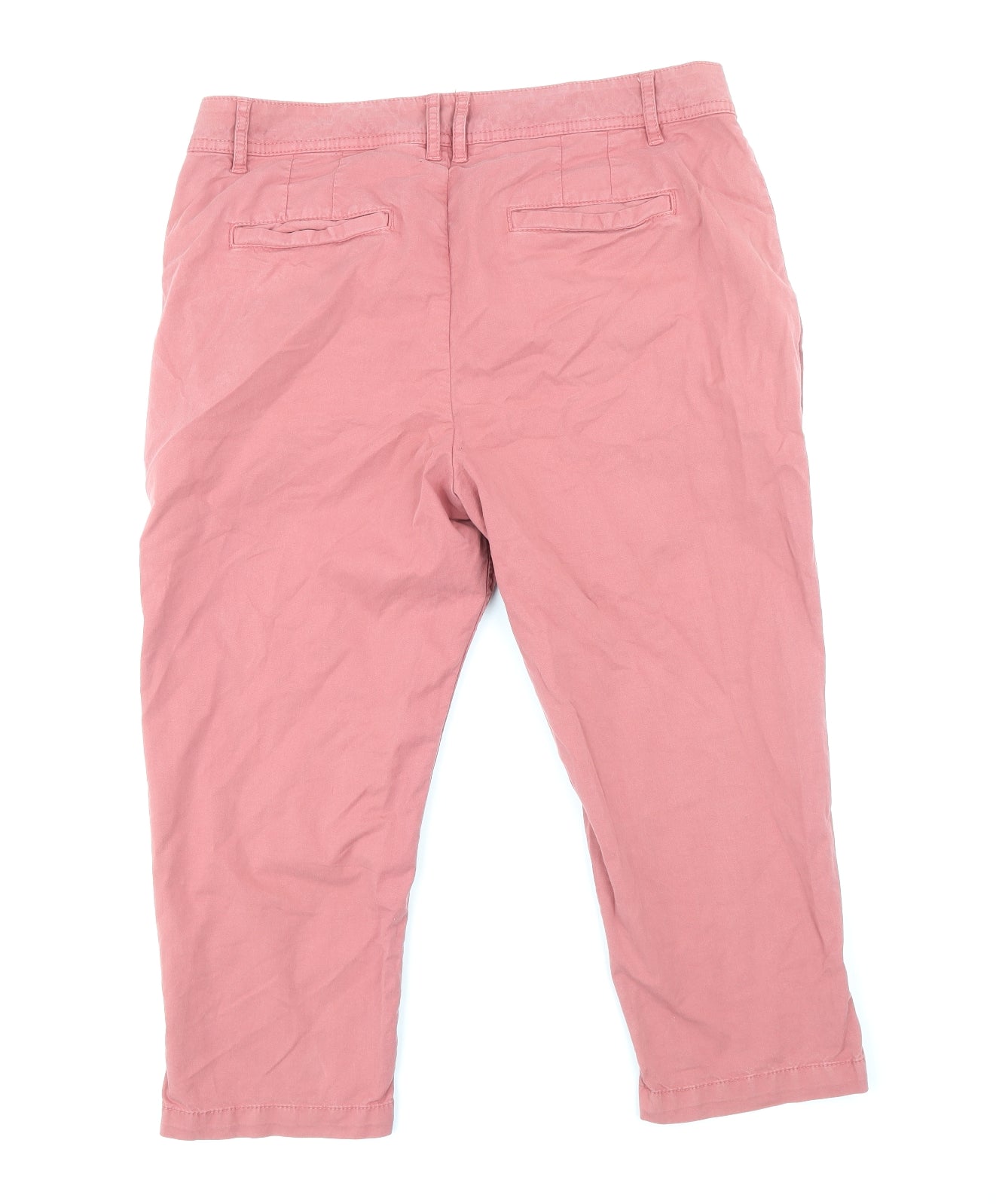 Fat Face Womens Pink Cotton Capri Trousers Size 12 Regular Zip