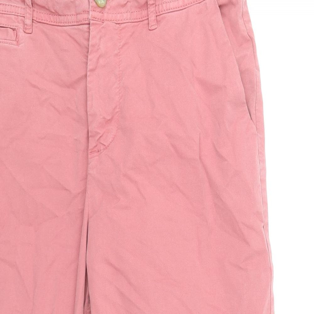 Fat Face Womens Pink Cotton Capri Trousers Size 12 Regular Zip
