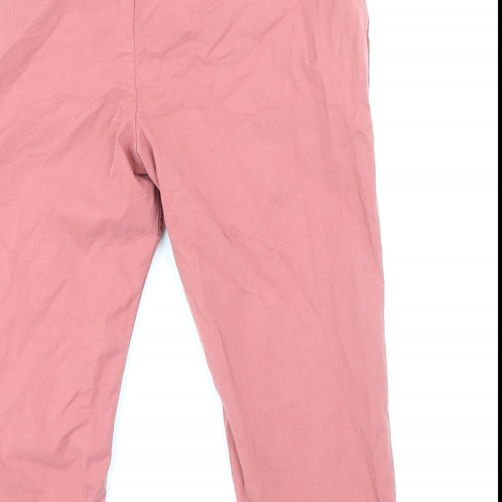 Fat Face Womens Pink Cotton Capri Trousers Size 12 Regular Zip