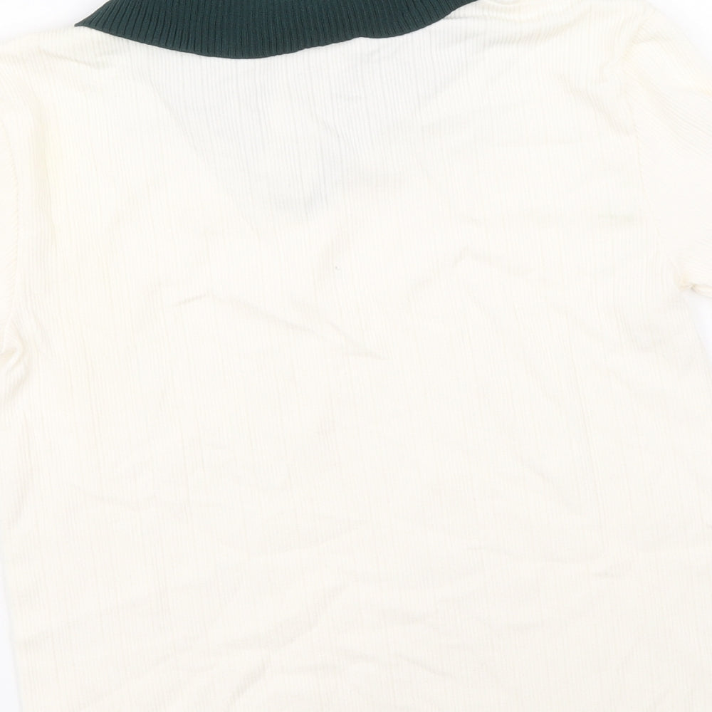 Zara Womens White Polyamide Basic T-Shirt Size M Collared
