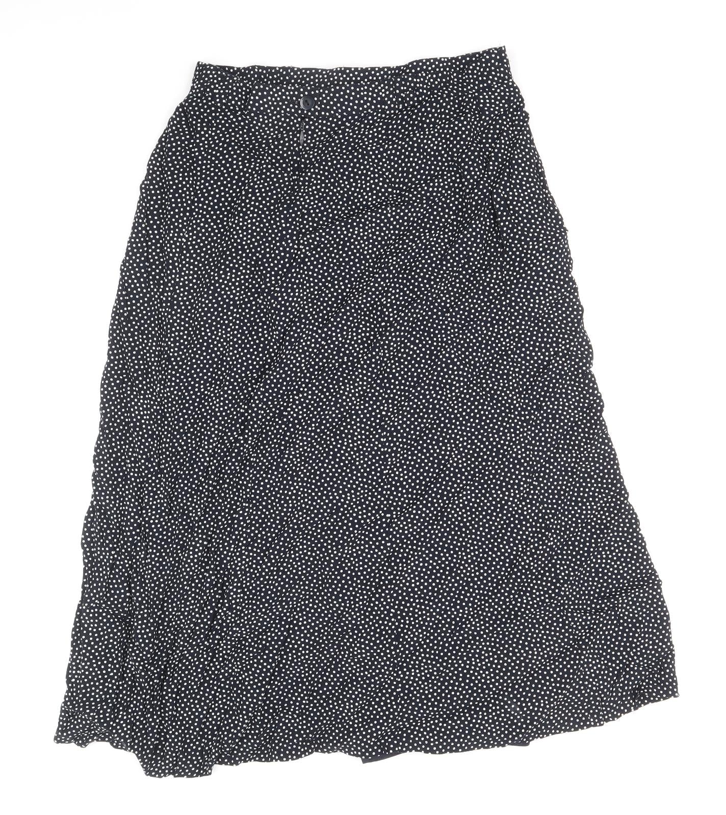 Eifie Womens Blue Polka Dot Polyester Flare Skirt Size 10 Zip