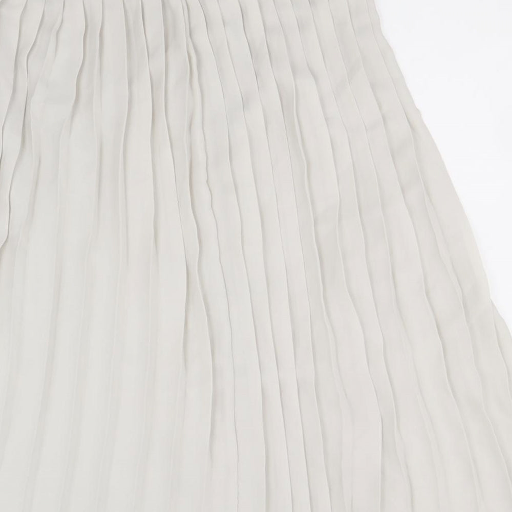 Boohoo Womens Grey Polyester Pleated Skirt Size 12