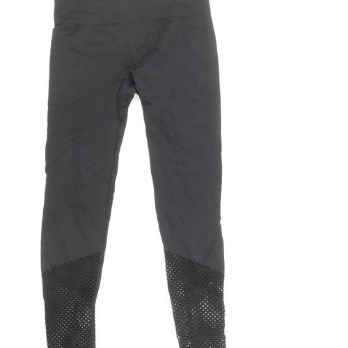 Primark Womens Black Polyamide Capri Leggings Size 8 - Mesh Leg Panels
