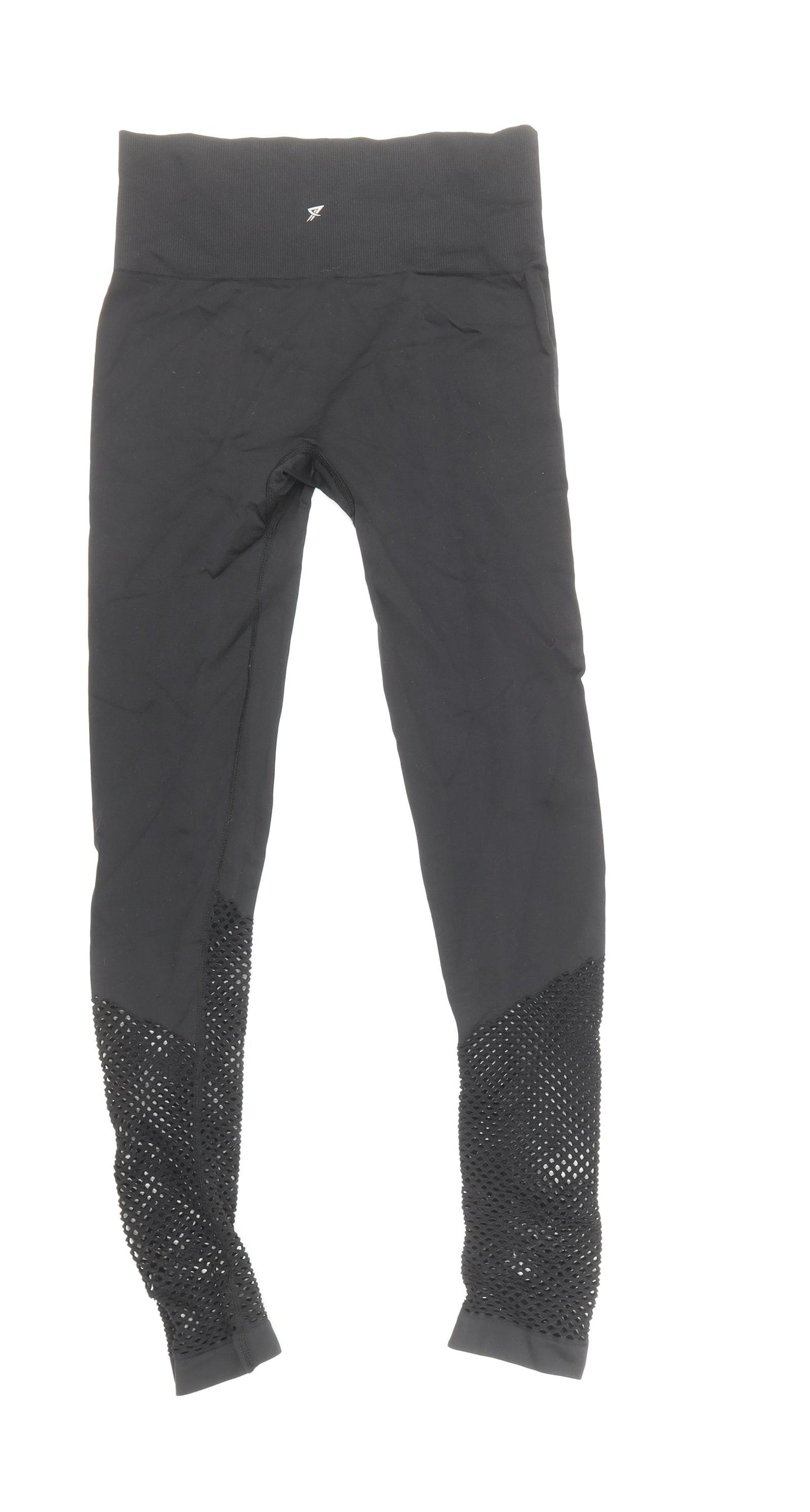 Primark Womens Black Polyamide Capri Leggings Size 8 - Mesh Leg Panels