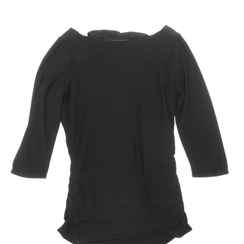 Coast Womens Black Polyester Basic Blouse Size 8 Boat Neck
