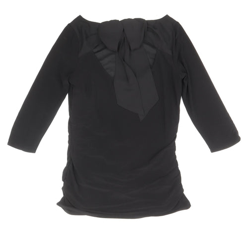 Coast Womens Black Polyester Basic Blouse Size 8 Boat Neck