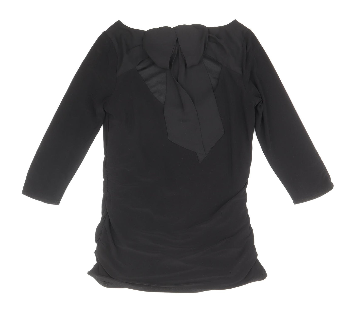 Coast Womens Black Polyester Basic Blouse Size 8 Boat Neck