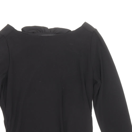 Coast Womens Black Polyester Basic Blouse Size 8 Boat Neck
