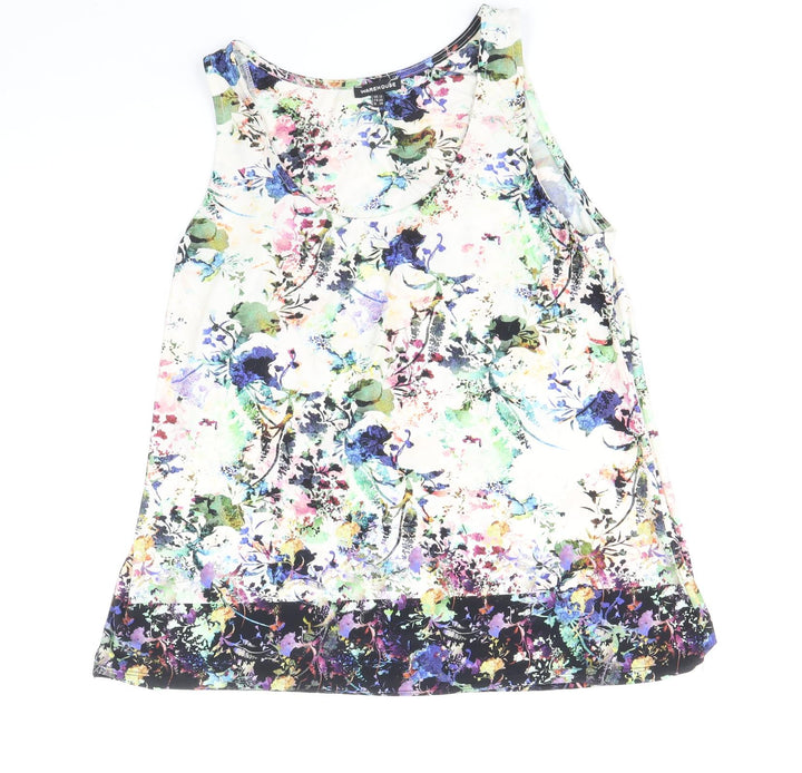 Warehouse Womens Multicoloured Geometric Polyester Basic Blouse Size 12 Scoop Neck