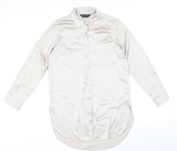 Dorothy Perkins Womens Gold Polyester Basic Button-Up Size 10 Collared