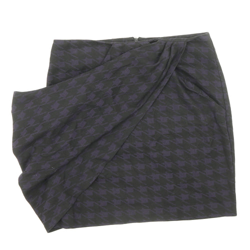 Topshop Womens Black Geometric Viscose Bandage Skirt Size 10 Zip