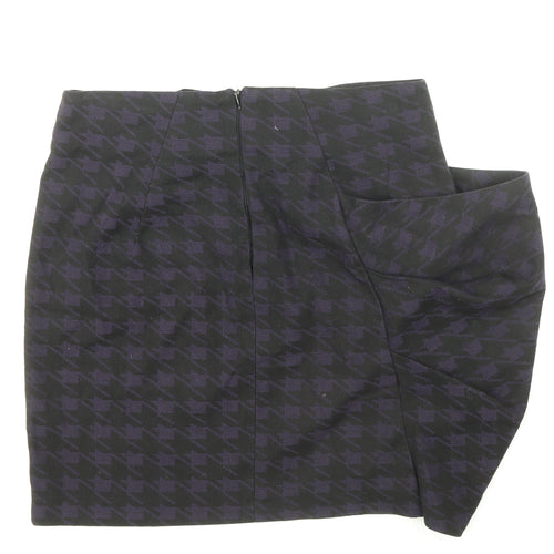 Topshop Womens Black Geometric Viscose Bandage Skirt Size 10 Zip