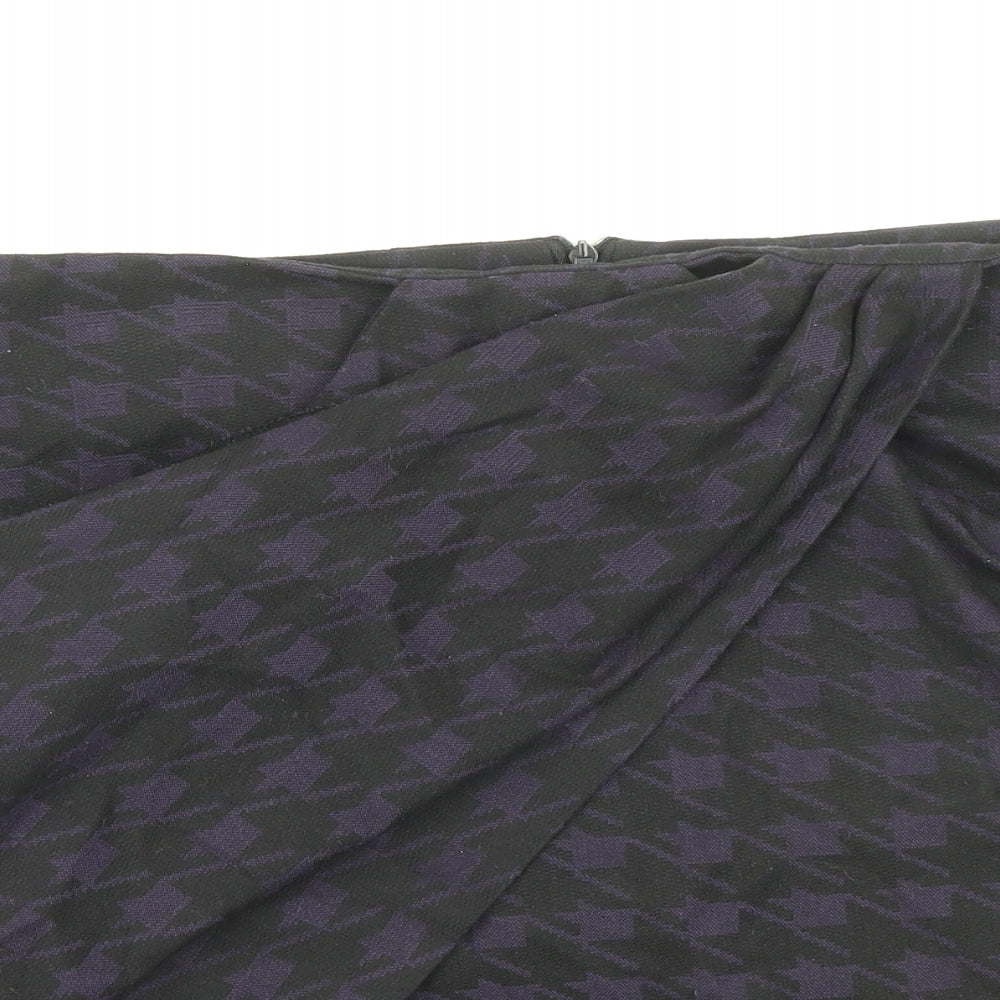 Topshop Womens Black Geometric Viscose Bandage Skirt Size 10 Zip