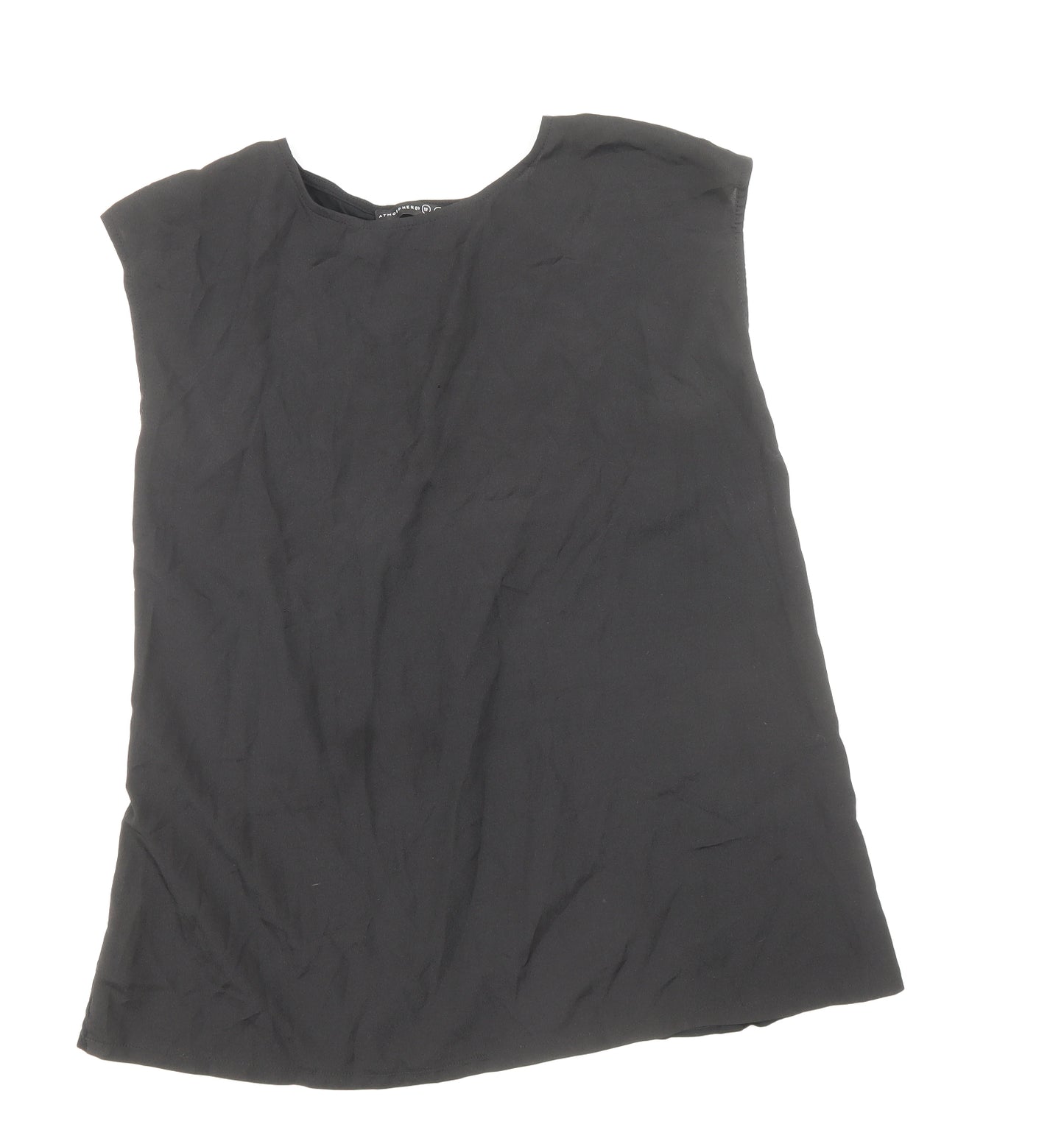 Atmosphere Womens Black Polyester Basic Blouse Size 12 Boat Neck