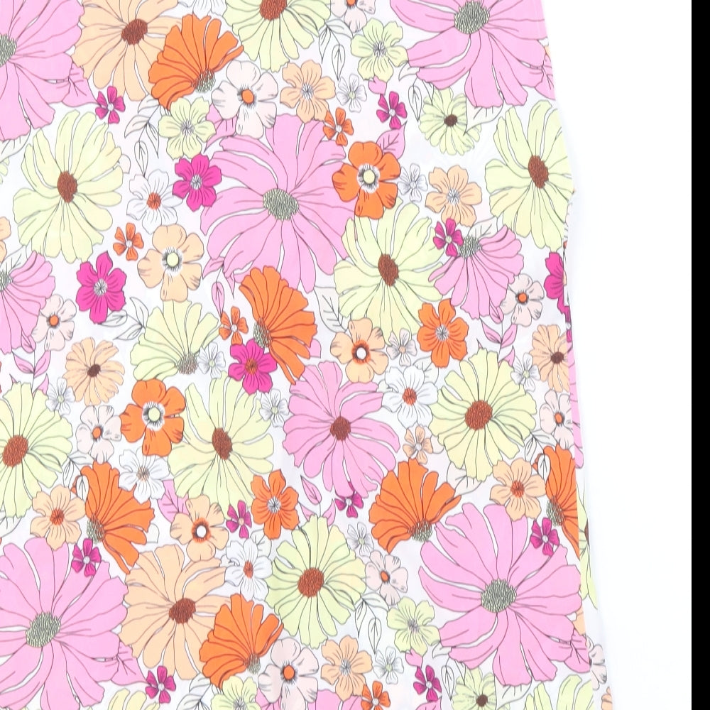 Marks and Spencer Womens Multicoloured Floral Polyester Basic Blouse Size 6 V-Neck