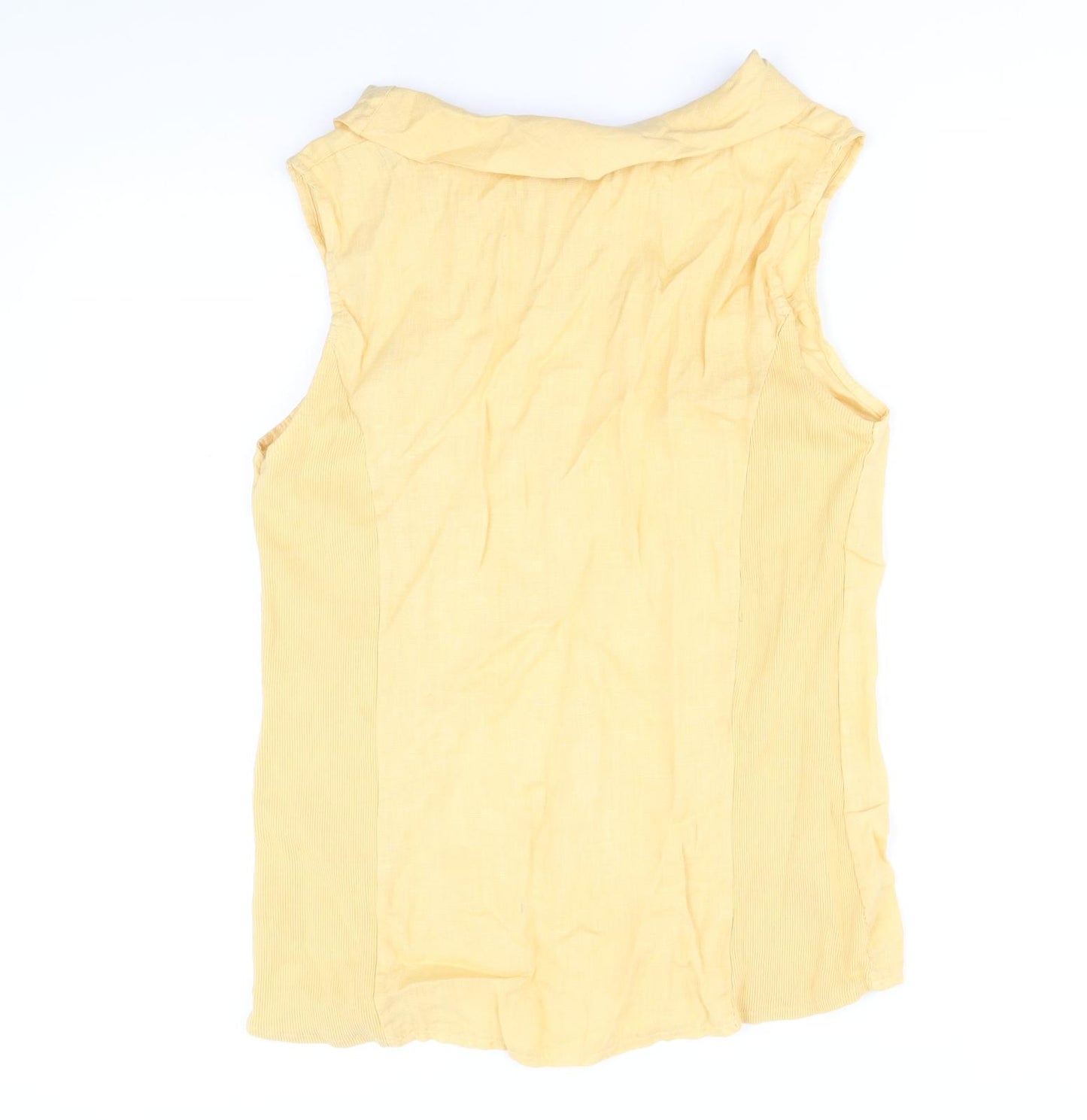 Lungo L'arno Womens Yellow Linen Basic Blouse Size M Boat Neck