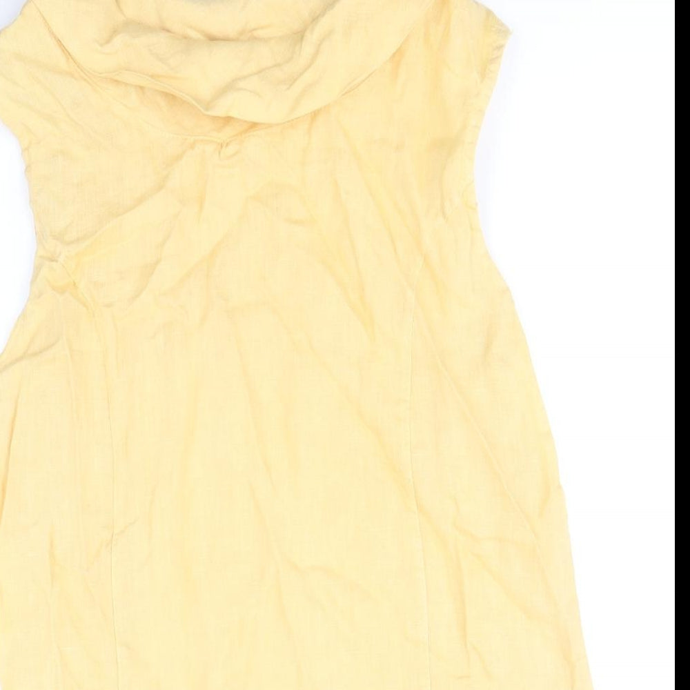 Lungo L'arno Womens Yellow Linen Basic Blouse Size M Boat Neck