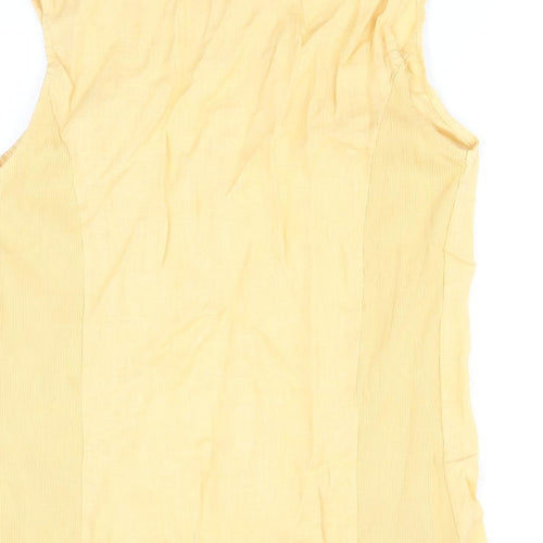 Lungo L'arno Womens Yellow Linen Basic Blouse Size M Boat Neck