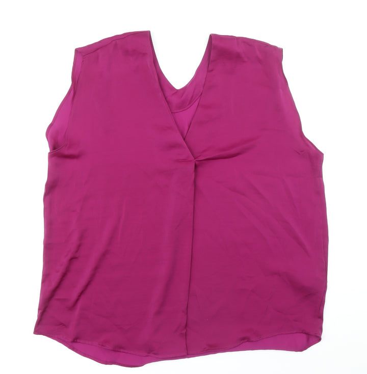 Marks and Spencer Womens Purple Polyester Basic Blouse Size 18 V-Neck