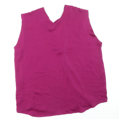 Marks and Spencer Womens Purple Polyester Basic Blouse Size 18 V-Neck