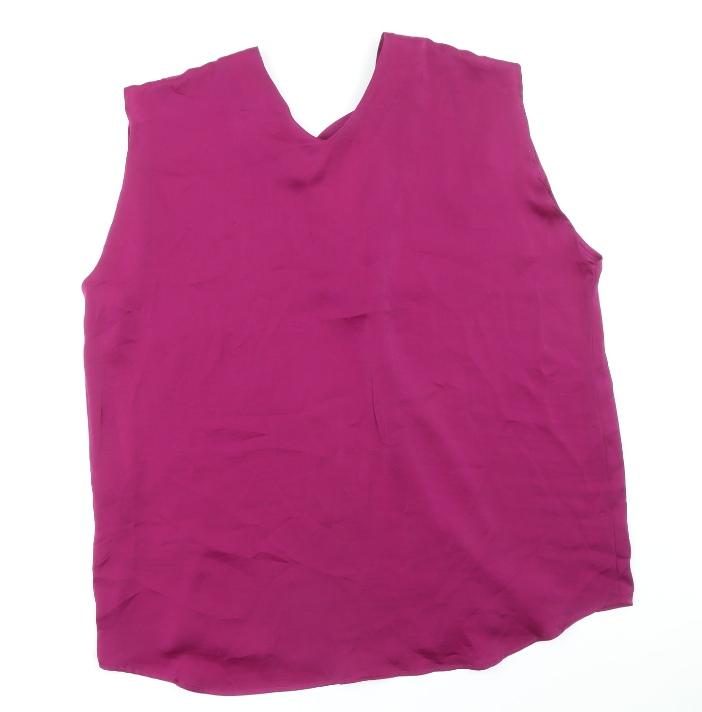 Marks and Spencer Womens Purple Polyester Basic Blouse Size 18 V-Neck