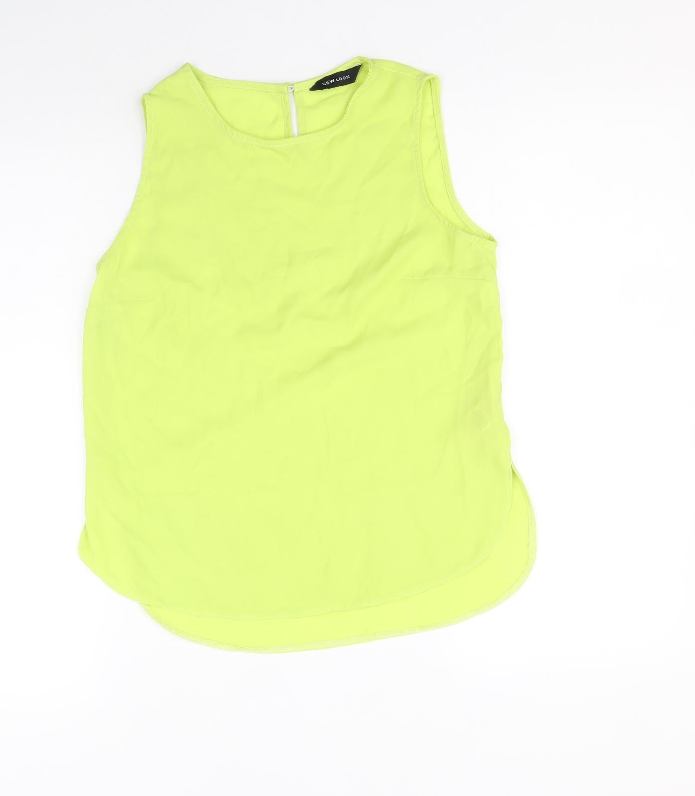 New Look Womens Green Polyester Basic Tank Size 8 Round Neck