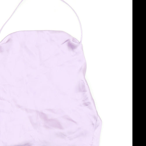 Zara Womens Purple Polyester Cropped Blouse Size L Halter