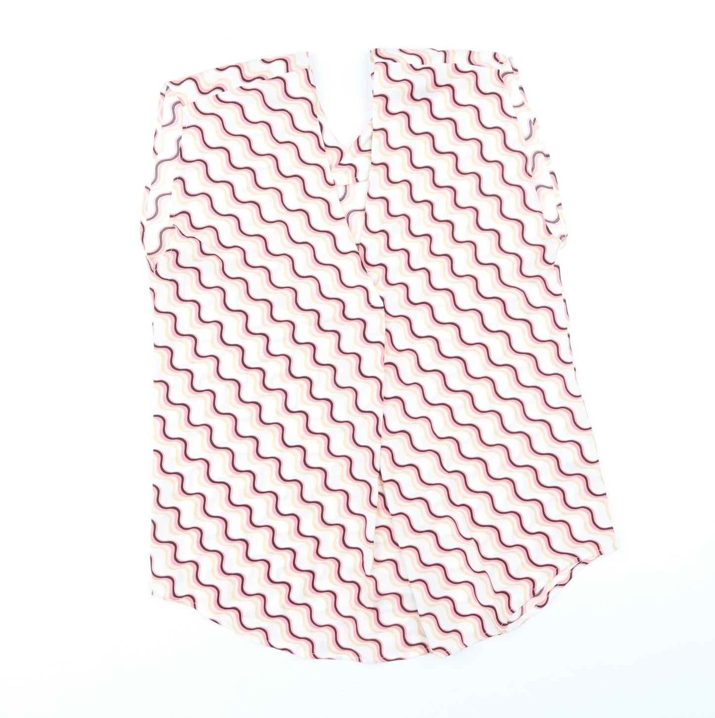 Marks and Spencer Womens Multicoloured Striped Polyester Basic Blouse Size 6 V-Neck