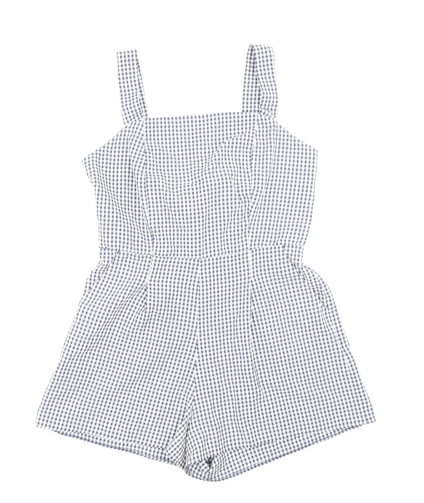 New Look Womens Blue Check Cotton Playsuit One-Piece Size 10 Zip