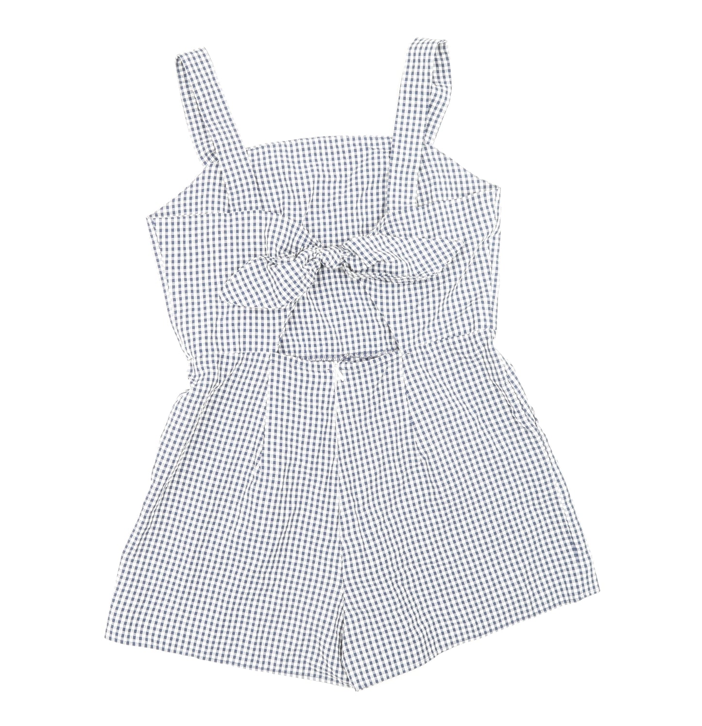 New Look Womens Blue Check Cotton Playsuit One-Piece Size 10 Zip