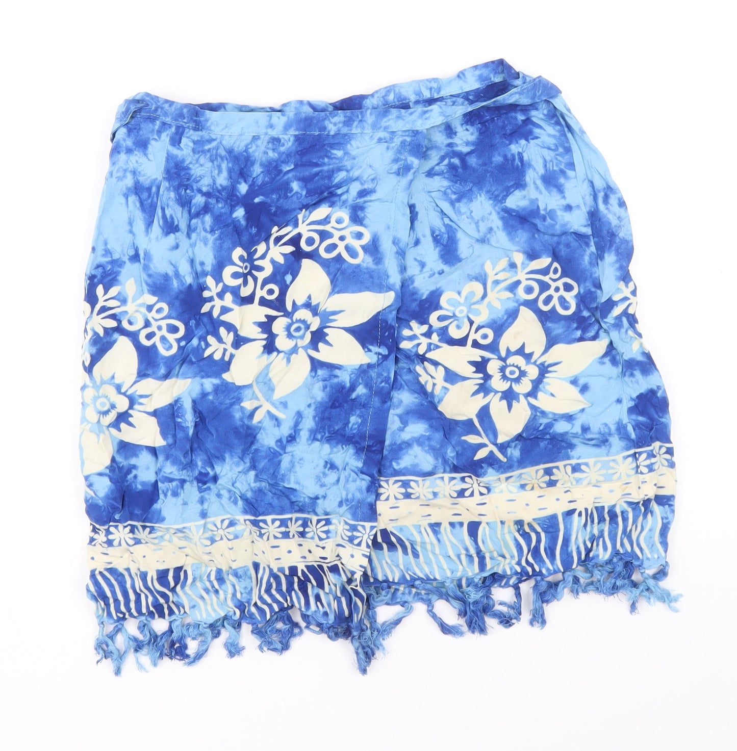 River Island Womens Blue Geometric Viscose Wrap Skirt Size M Tie