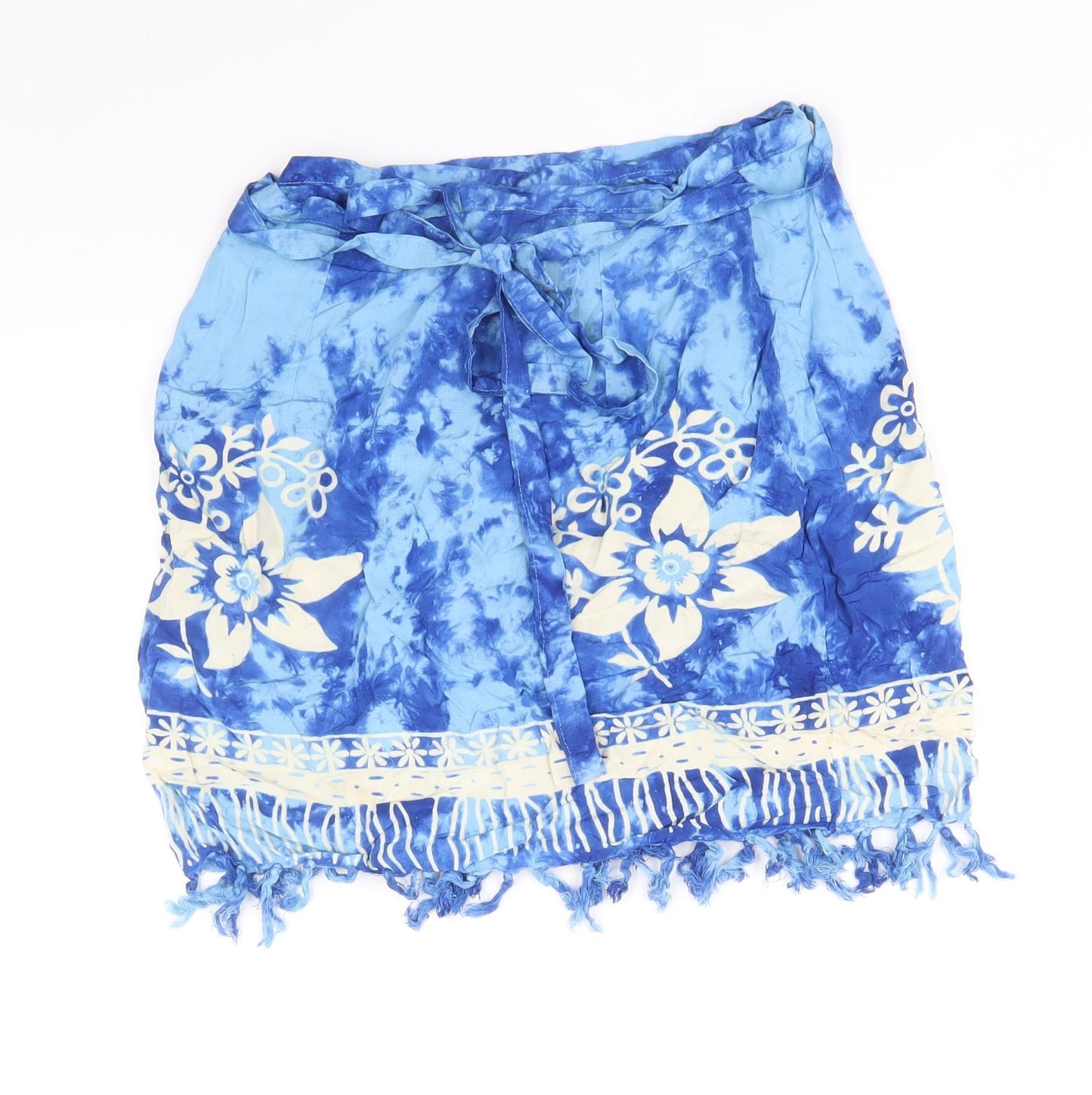 River Island Womens Blue Geometric Viscose Wrap Skirt Size M Tie