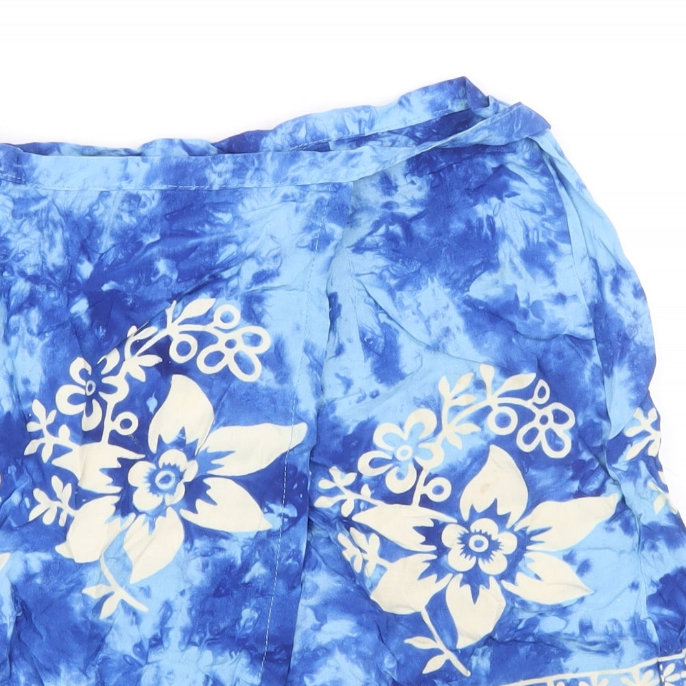 River Island Womens Blue Geometric Viscose Wrap Skirt Size M Tie