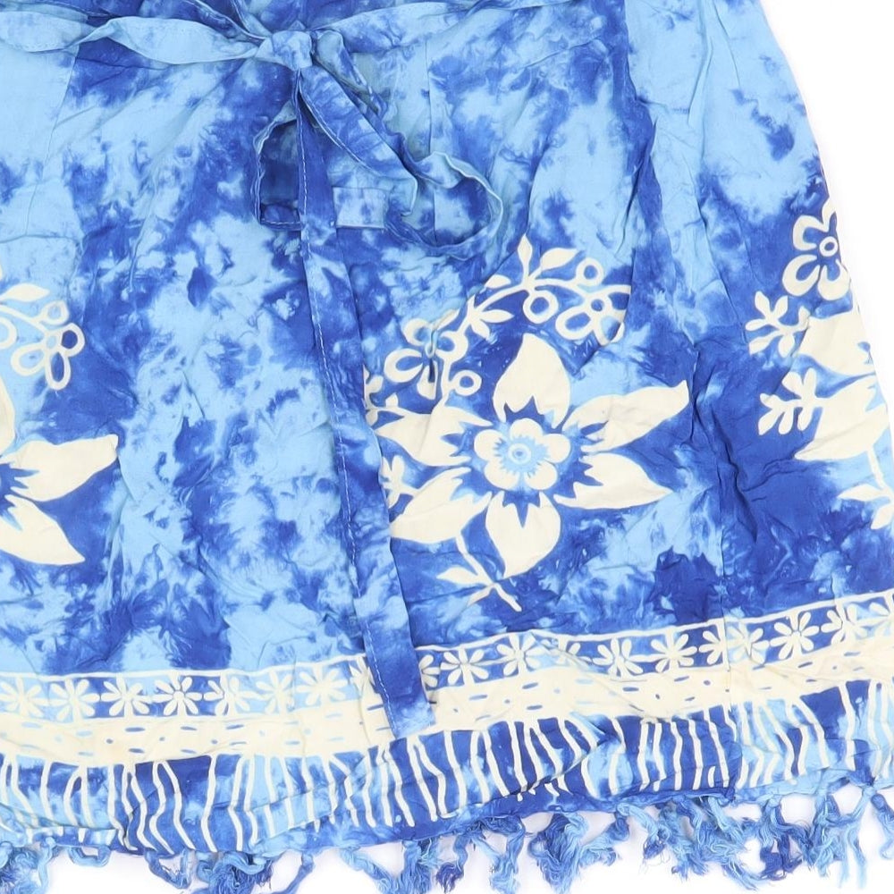 River Island Womens Blue Geometric Viscose Wrap Skirt Size M Tie