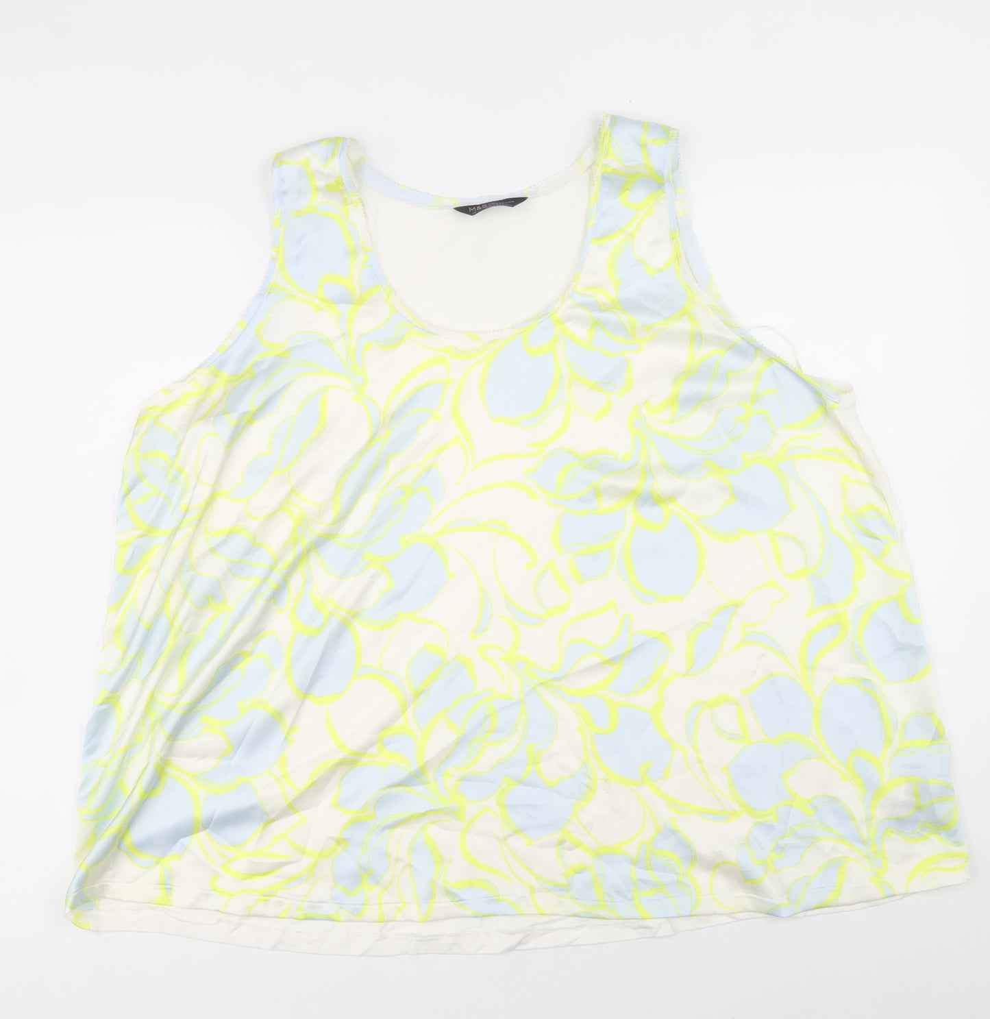 Marks and Spencer Womens Multicoloured Floral Polyester Basic Tank Size 22 Round Neck