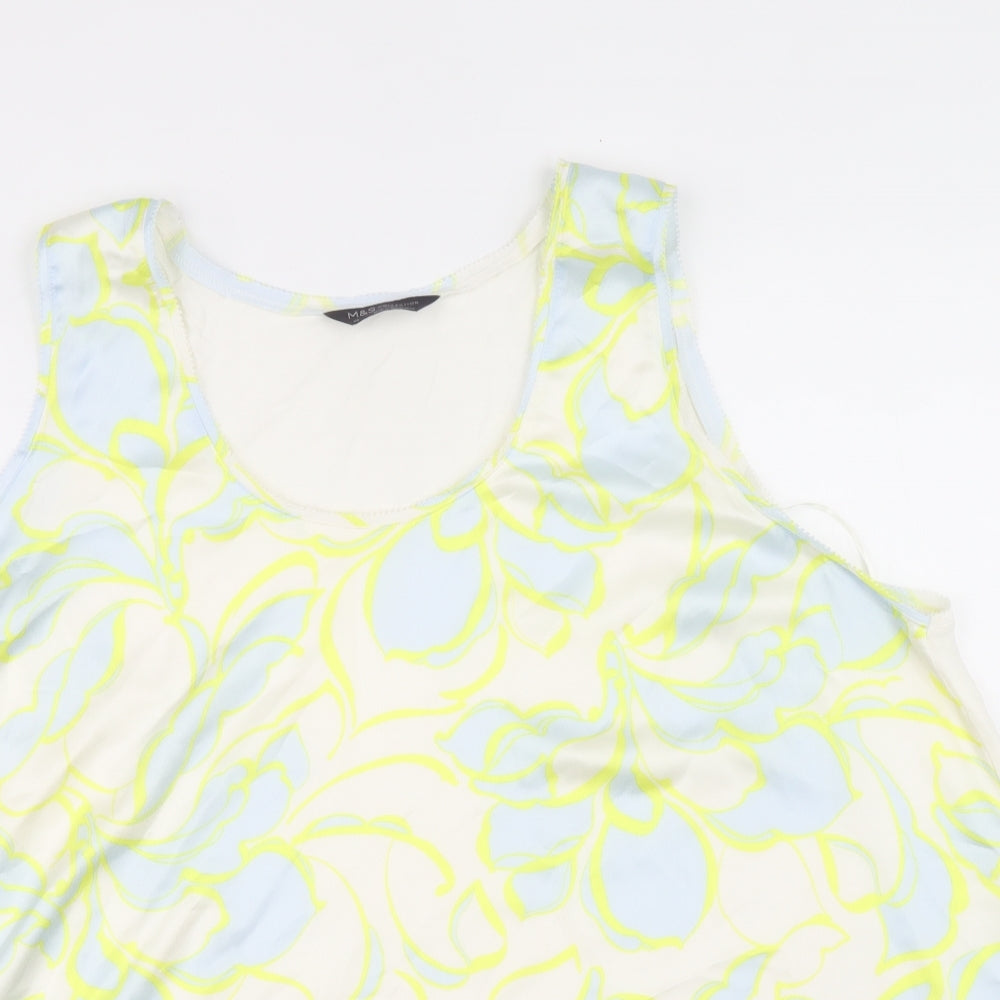 Marks and Spencer Womens Multicoloured Floral Polyester Basic Tank Size 22 Round Neck
