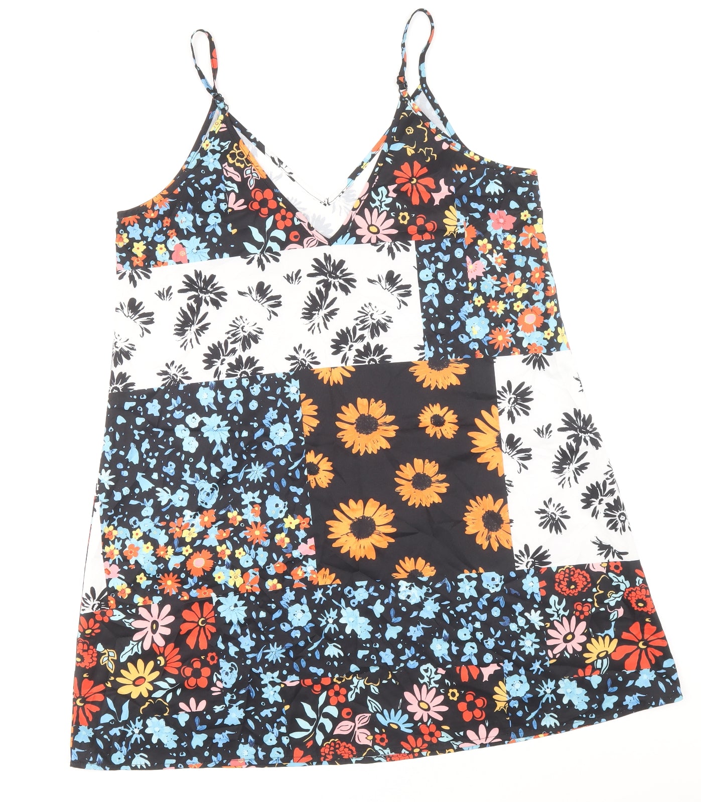 SheIn Womens Multicoloured Floral Polyester Slip Dress Size L V-Neck Pullover