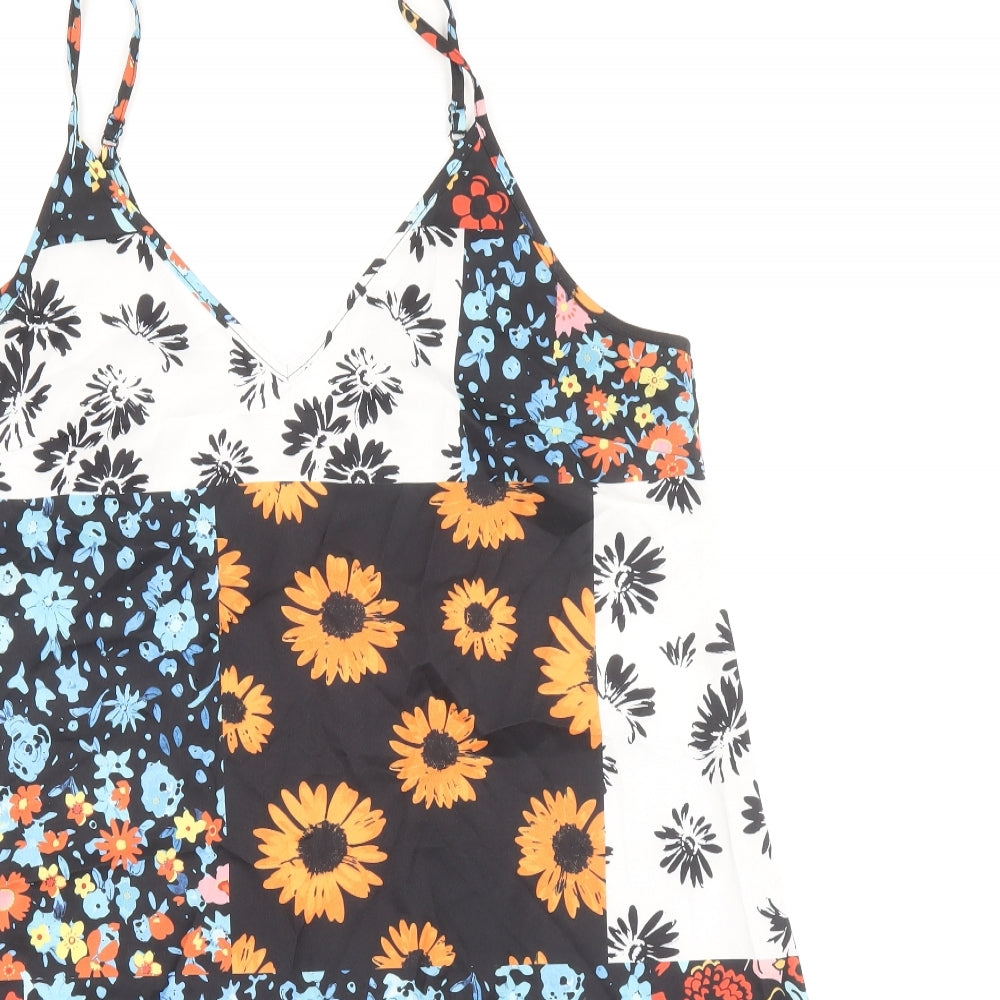 SheIn Womens Multicoloured Floral Polyester Slip Dress Size L V-Neck Pullover