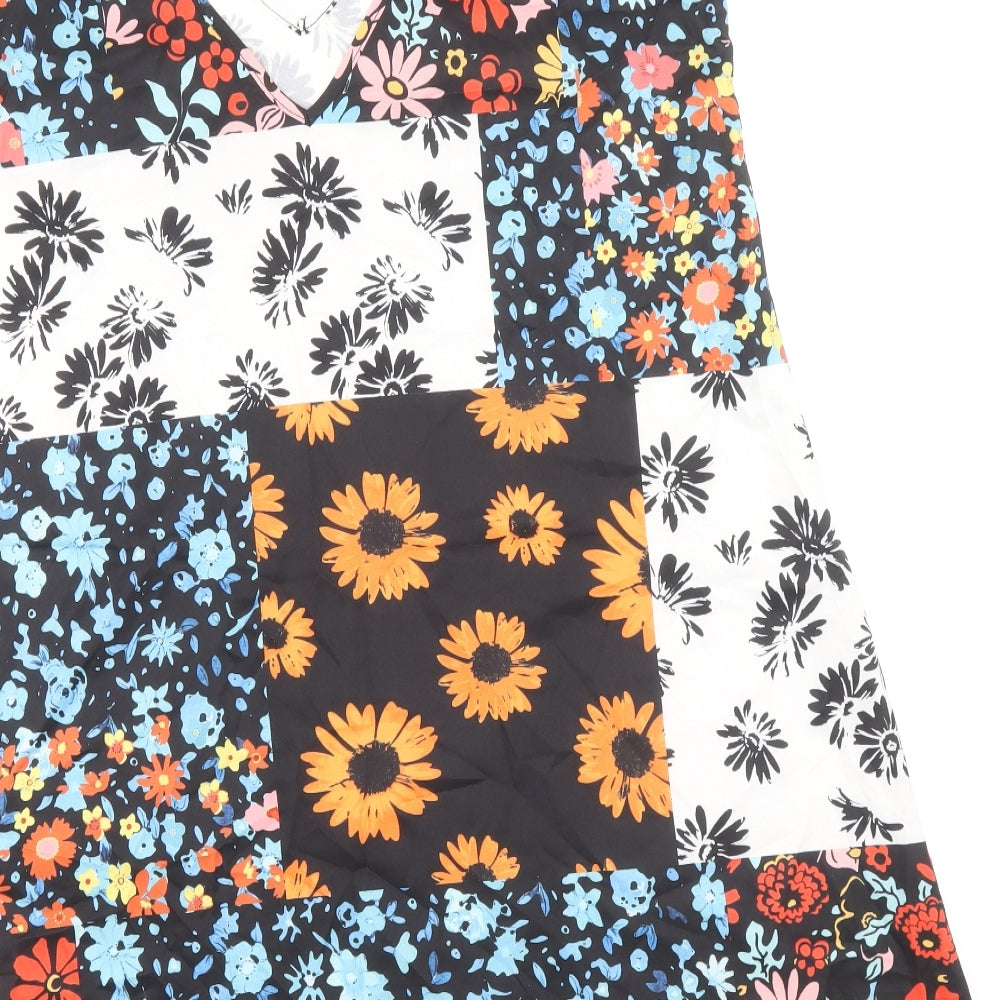 SheIn Womens Multicoloured Floral Polyester Slip Dress Size L V-Neck Pullover