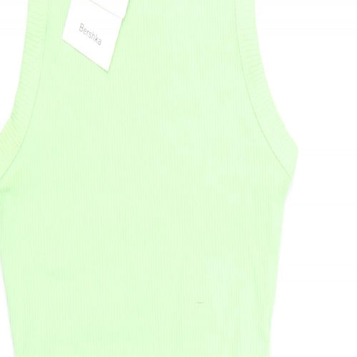 Berhska Womens Green Cotton Tank Dress Size XS Round Neck Pullover - Ribbed