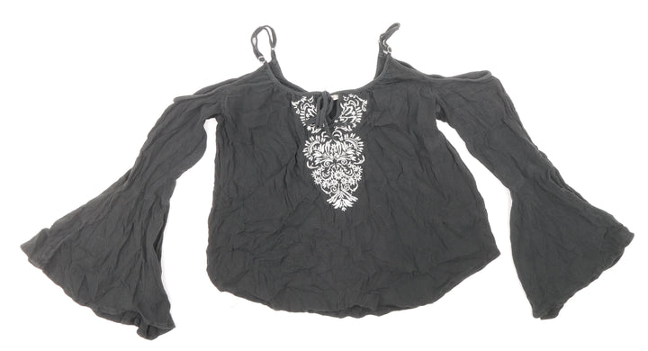 Hollister Womens Grey Viscose Basic Blouse Size XS Round Neck