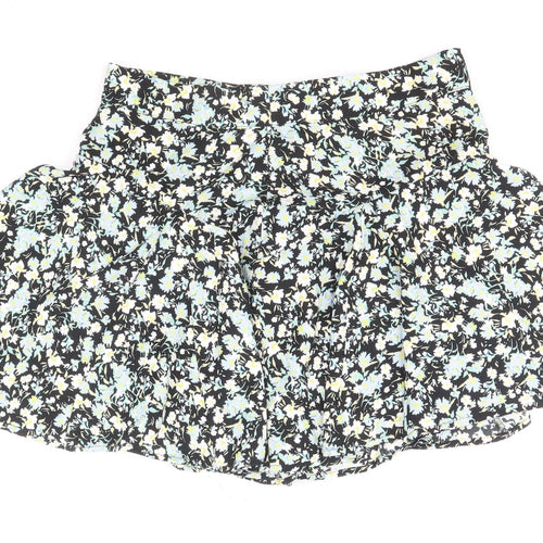 Zara Womens Multicoloured Geometric Polyester Flare Skirt Size M Zip