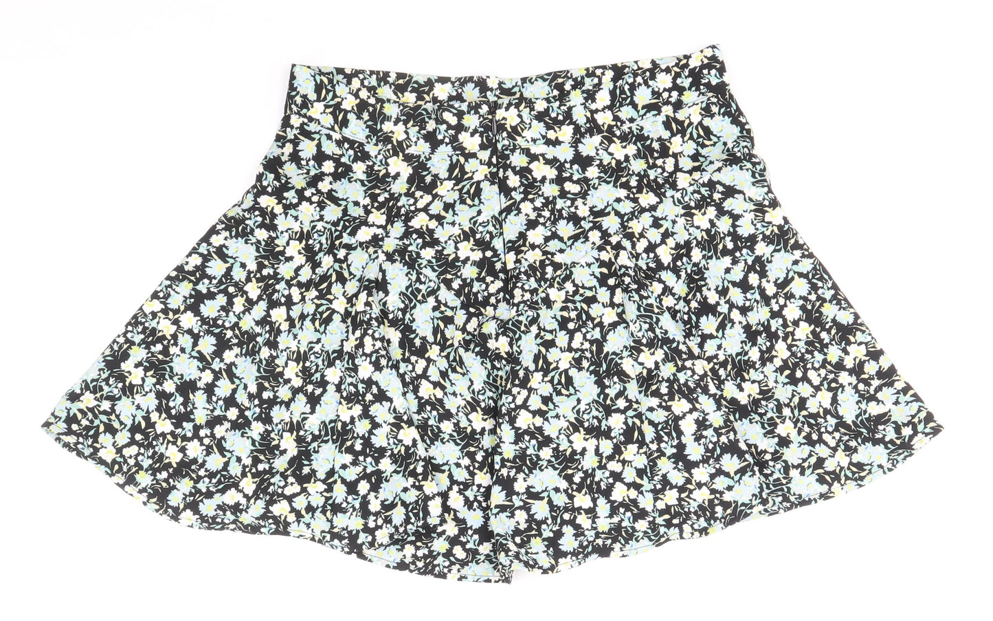 Zara Womens Multicoloured Geometric Polyester Flare Skirt Size M Zip