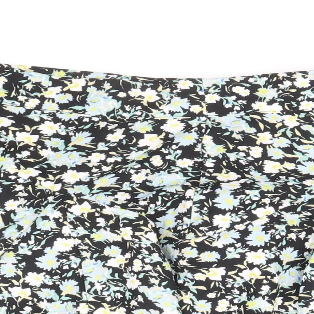 Zara Womens Multicoloured Geometric Polyester Flare Skirt Size M Zip