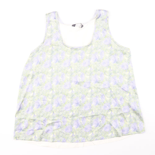 Marks and Spencer Womens Multicoloured Geometric Polyester Basic Tank Size 12 Round Neck